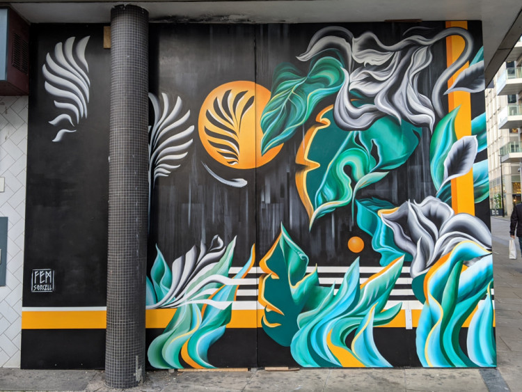 Mural inspired by plant leaves