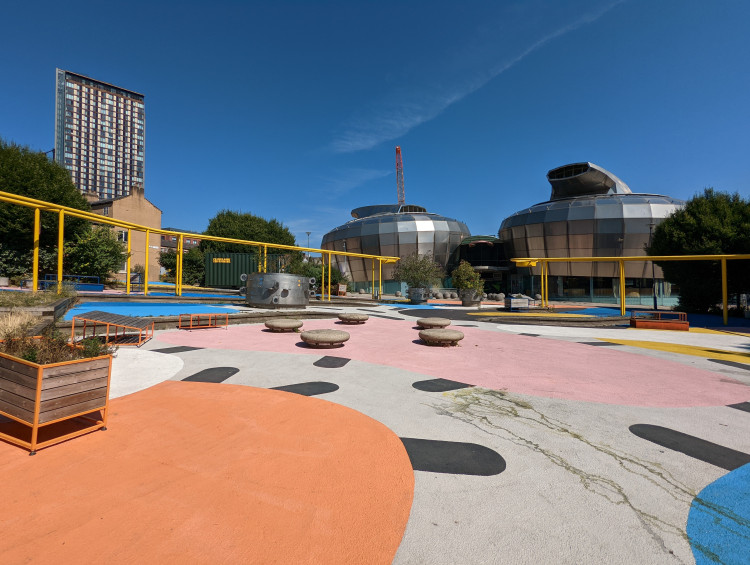 Colourful floor mural