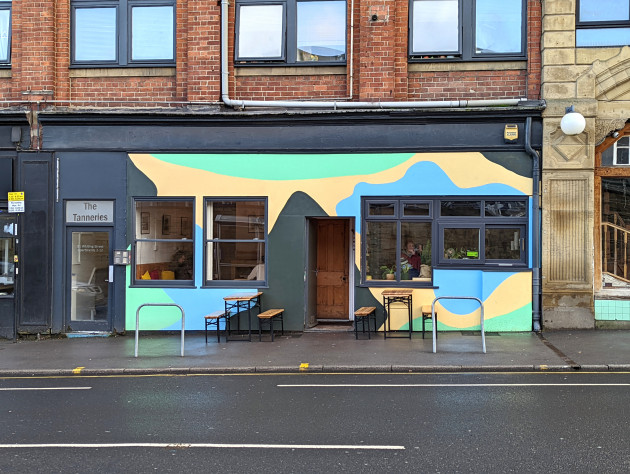 Painted shop front of Create Coffee