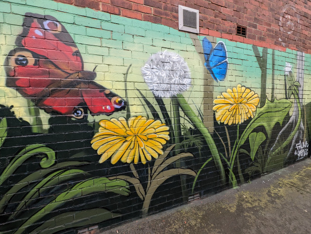 Mural of flowers and butterflies