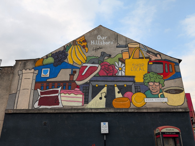 Mural featuring various Hillsborough landmarks and icons