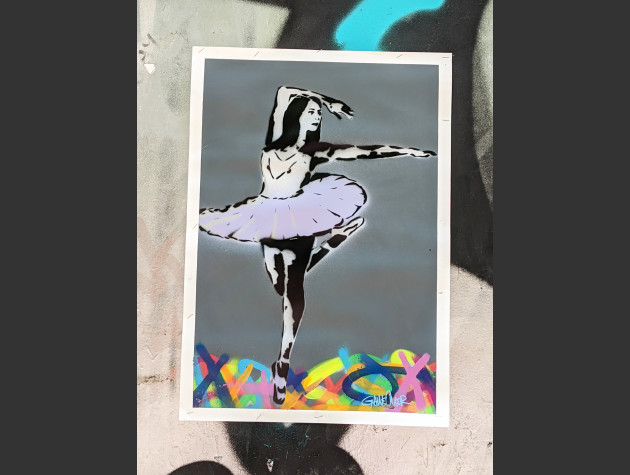 Paste-up of a ballet dancer