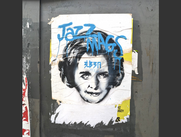 Paste-up of Margaret Thatcher with the words 'Jazz Mags'