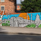 Mural of an evolving urban landscape