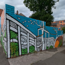 Mural of an evolving urban landscape